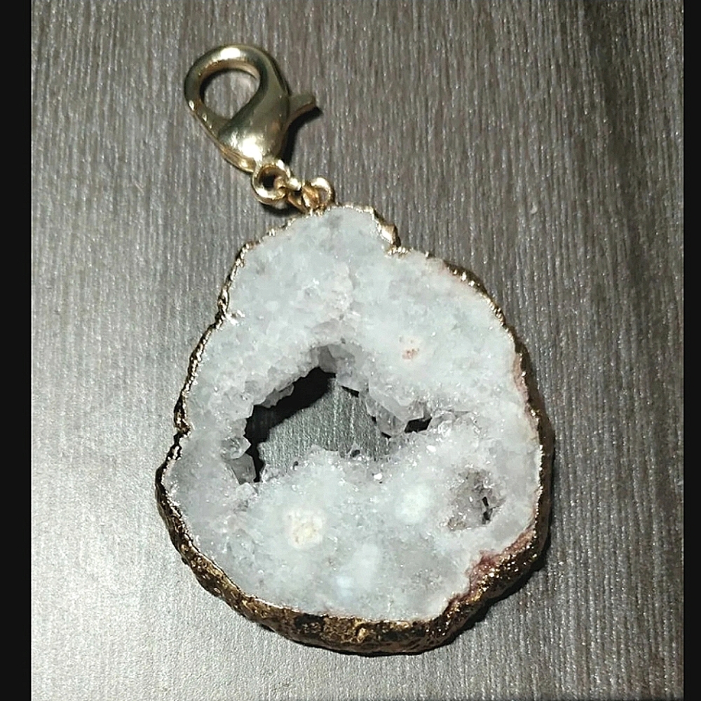 Druzy Quartz Crystal Keychain